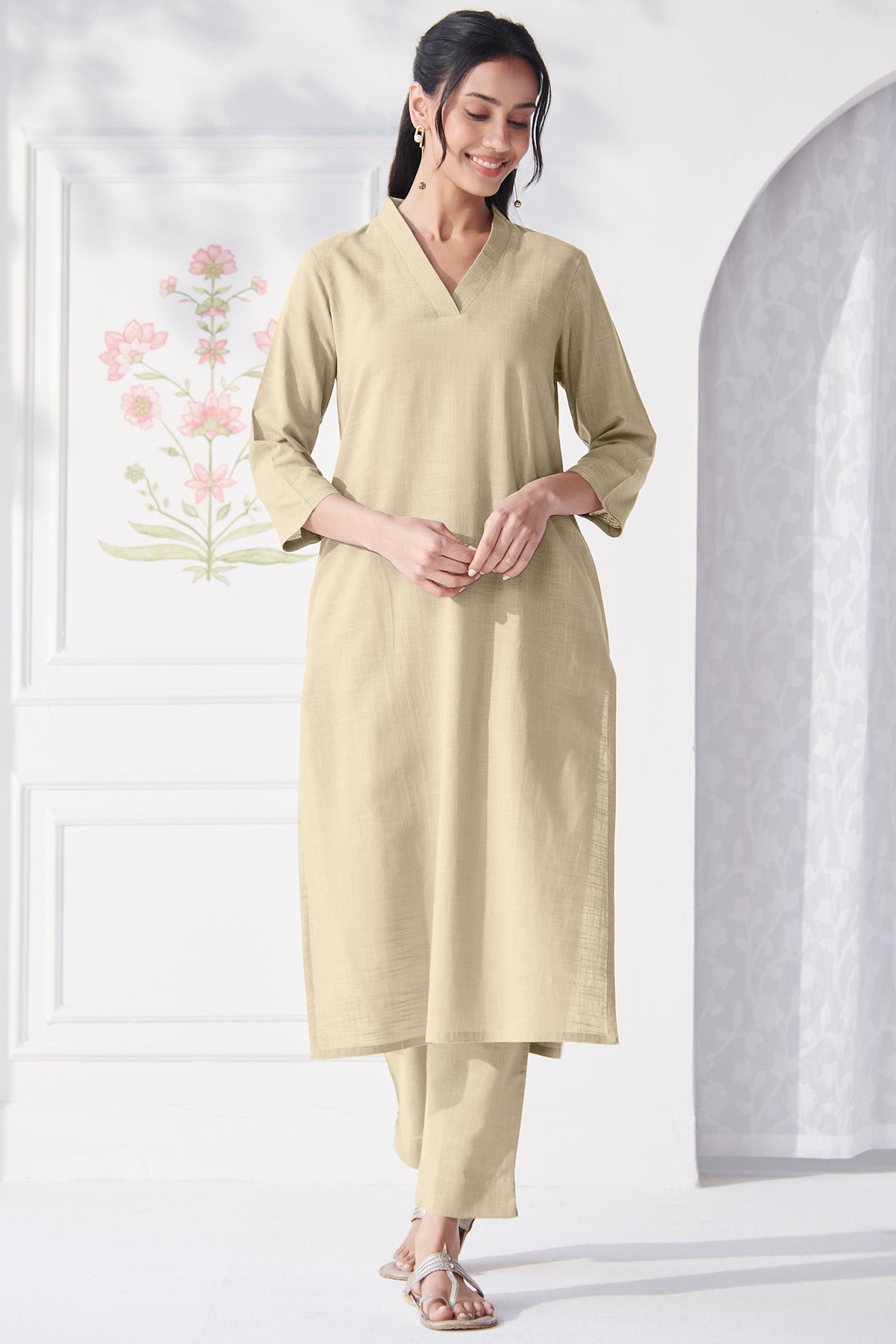 Roza Gulbahar Beige Kurta