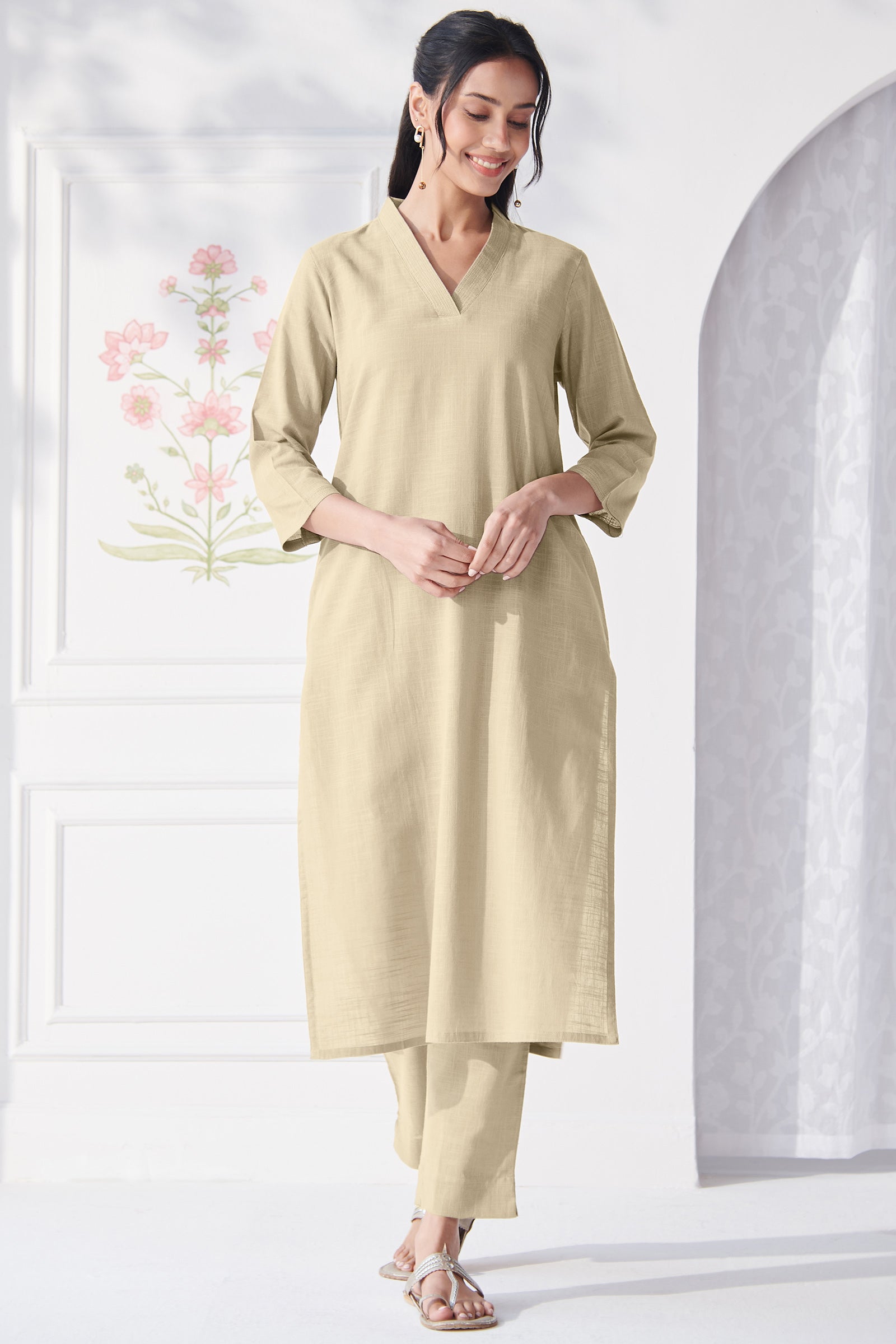 Roza Gulbahar Beige Kurta