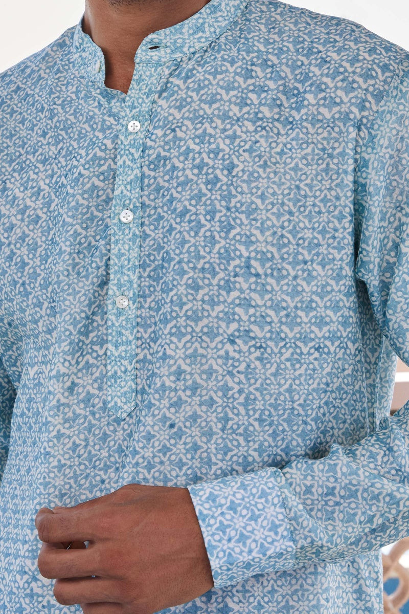 Ruzain Chanderi Block Printed Kurta