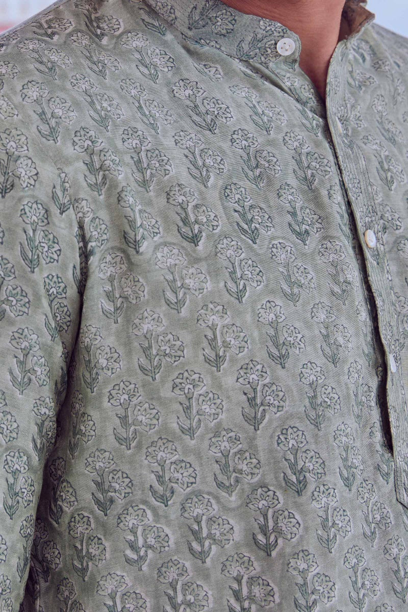 Amar Chanderi Block Printed Kurta