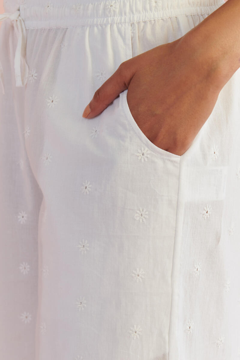 Raahat Aafiyah White Schiffli Palazzo