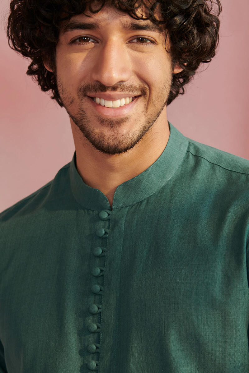 Zaid Pine Green Handloom Shirt