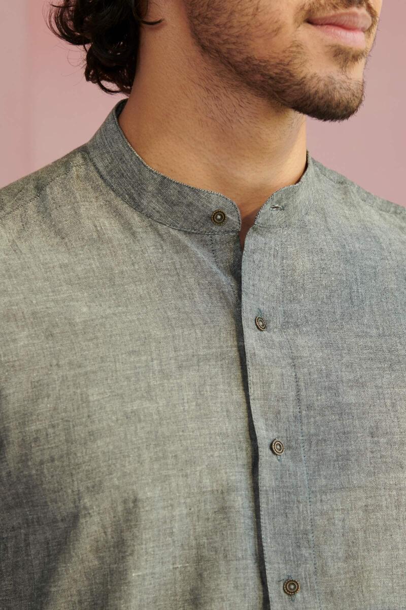 Zaid Grey Handloom Shirt