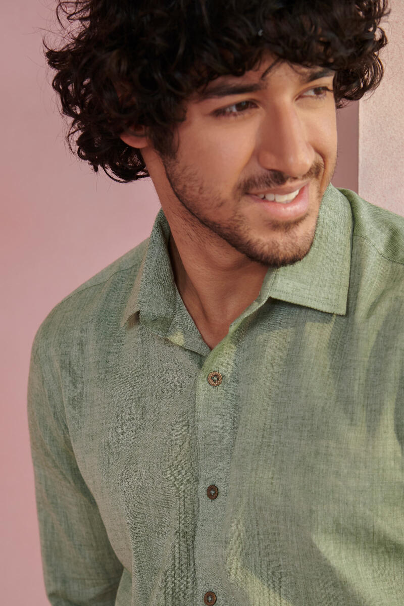 Zaid Sage Green Handloom Shirt