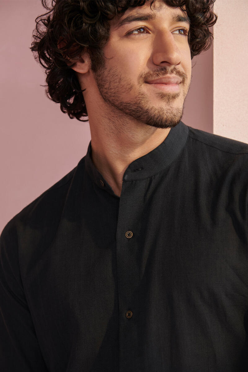 Zaid Black Handloom Shirt