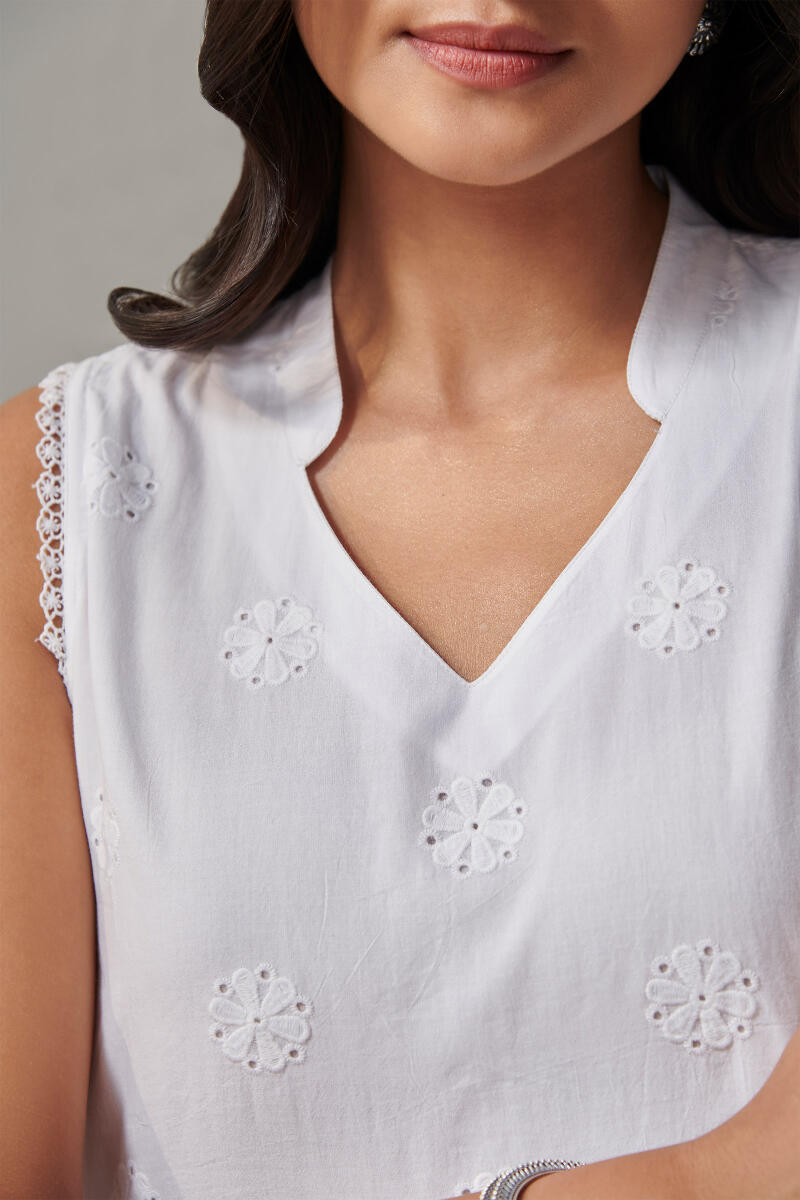 Raahat Maira White Schiffli Dress
