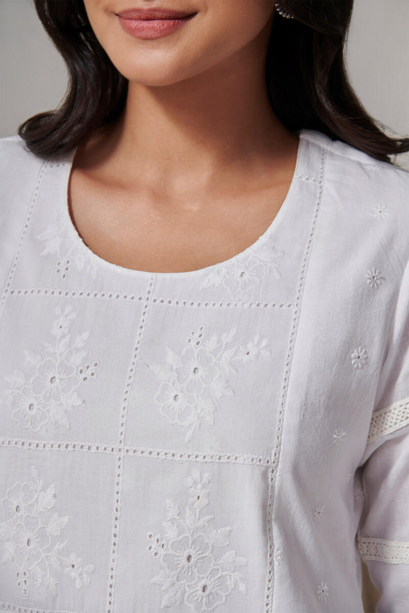 Raahat Ruhi White Schiffli Dress