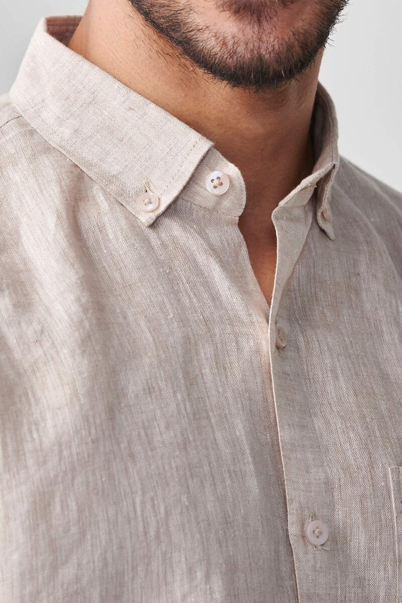 Zaid Beige Linen Shirt