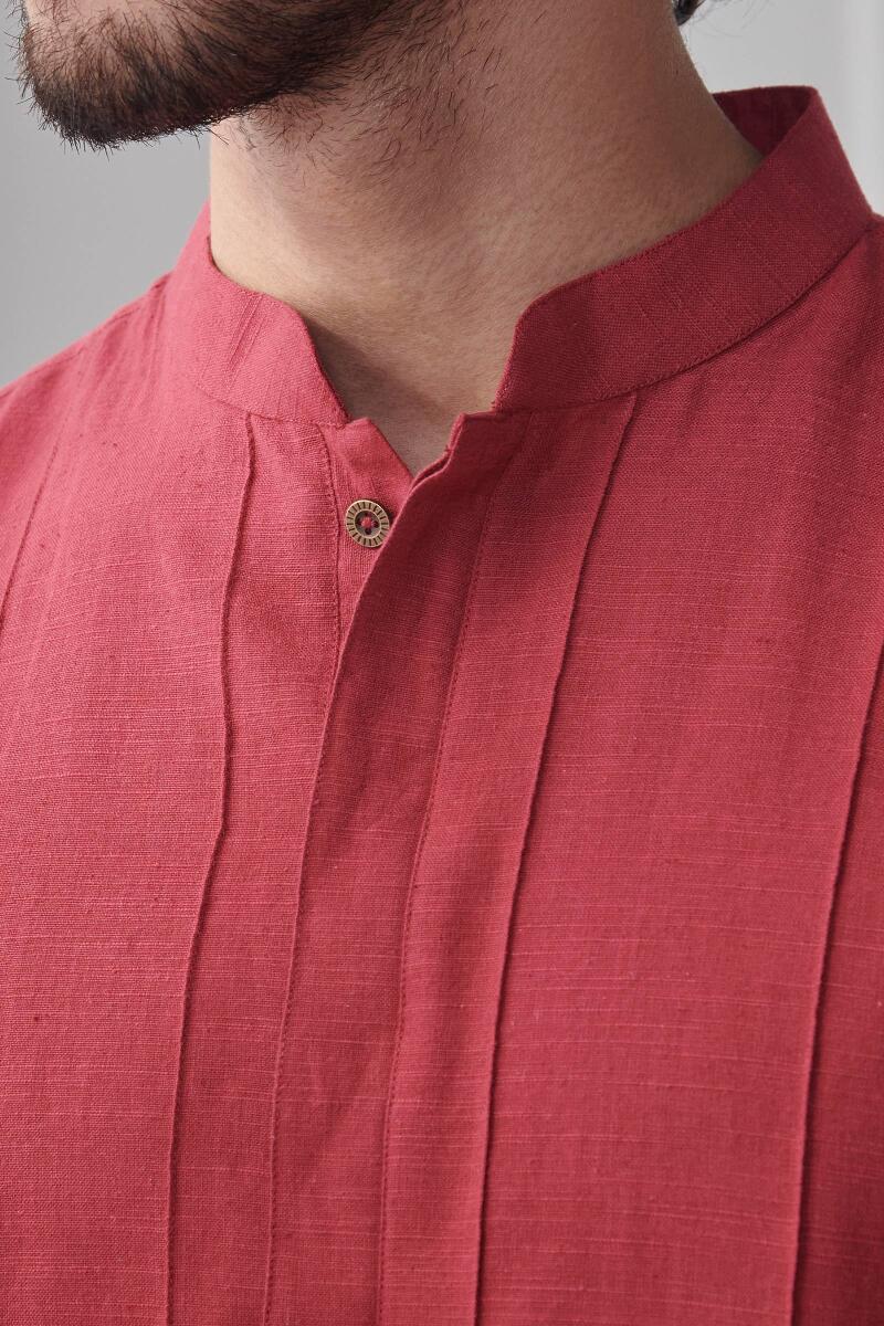Zaid Red Handloom Kurta