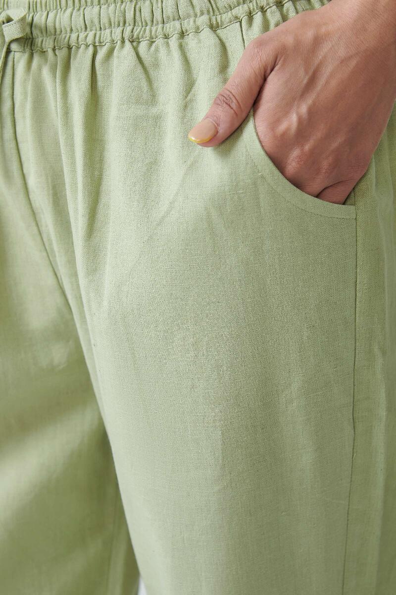 Roza Light Green Flex Cotton Pants