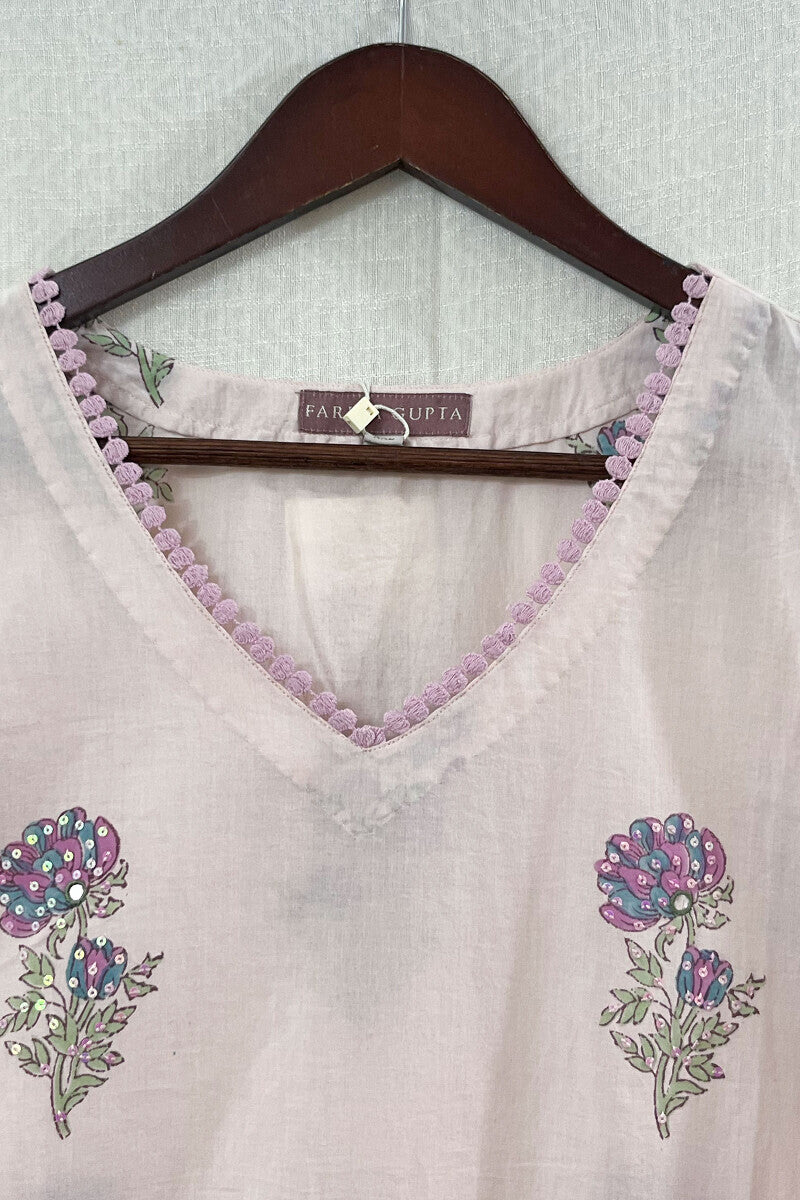 Pink Sanganeri Cotton Kurta