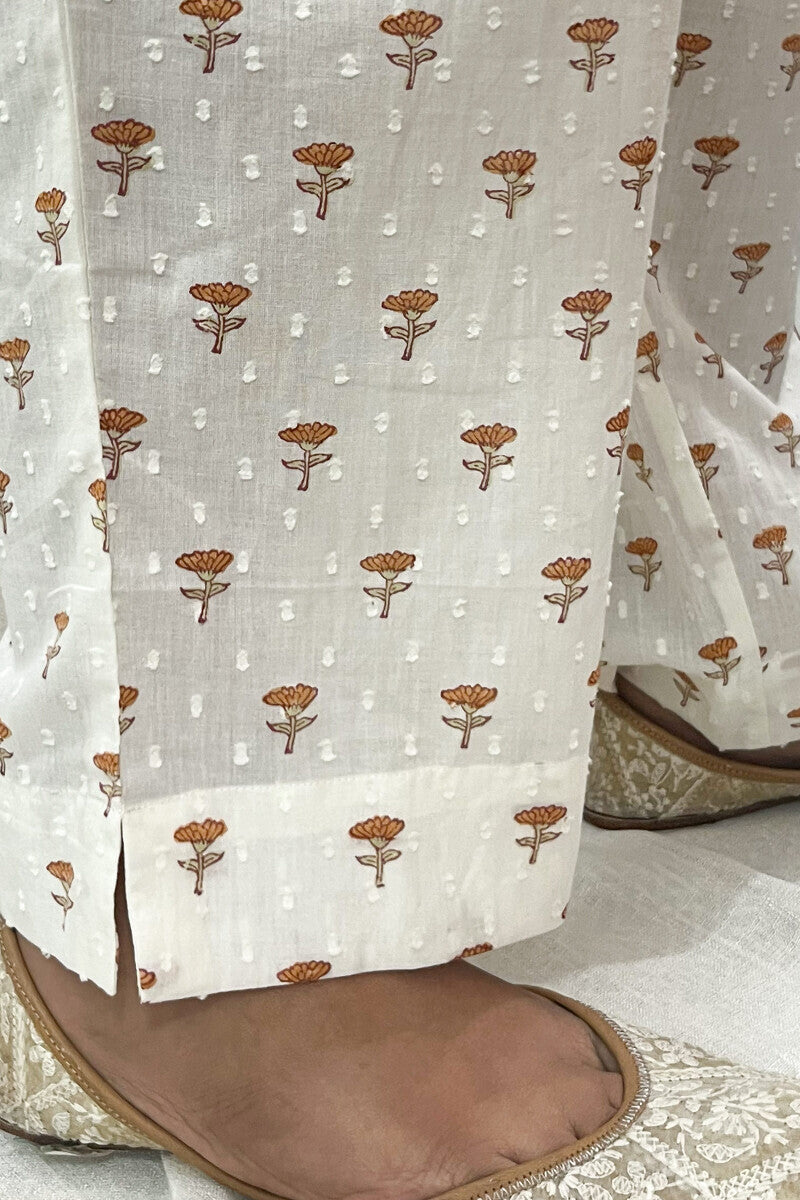 White Sanganeri Narrow Pants