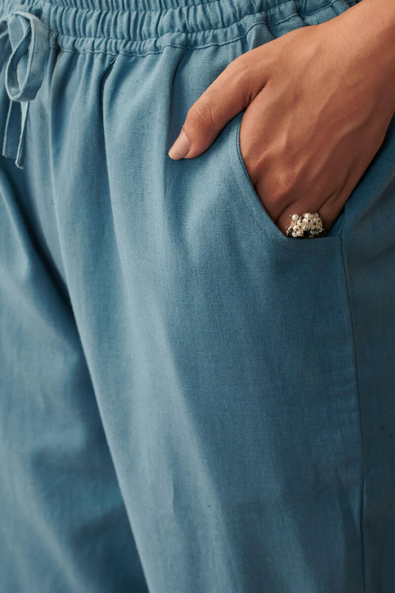 Roza Maya Sapphire Blue Cotton Flax Pants