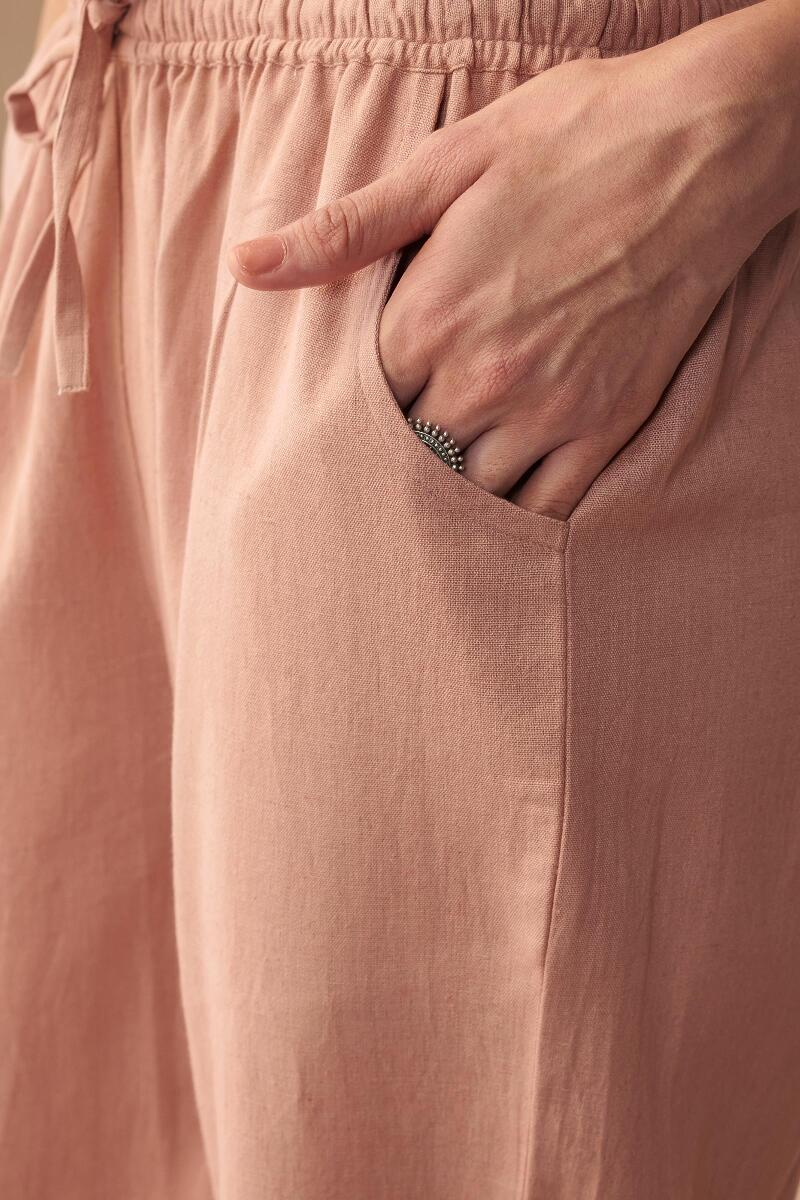 Roza Maya Pink Cotton Flax Pants