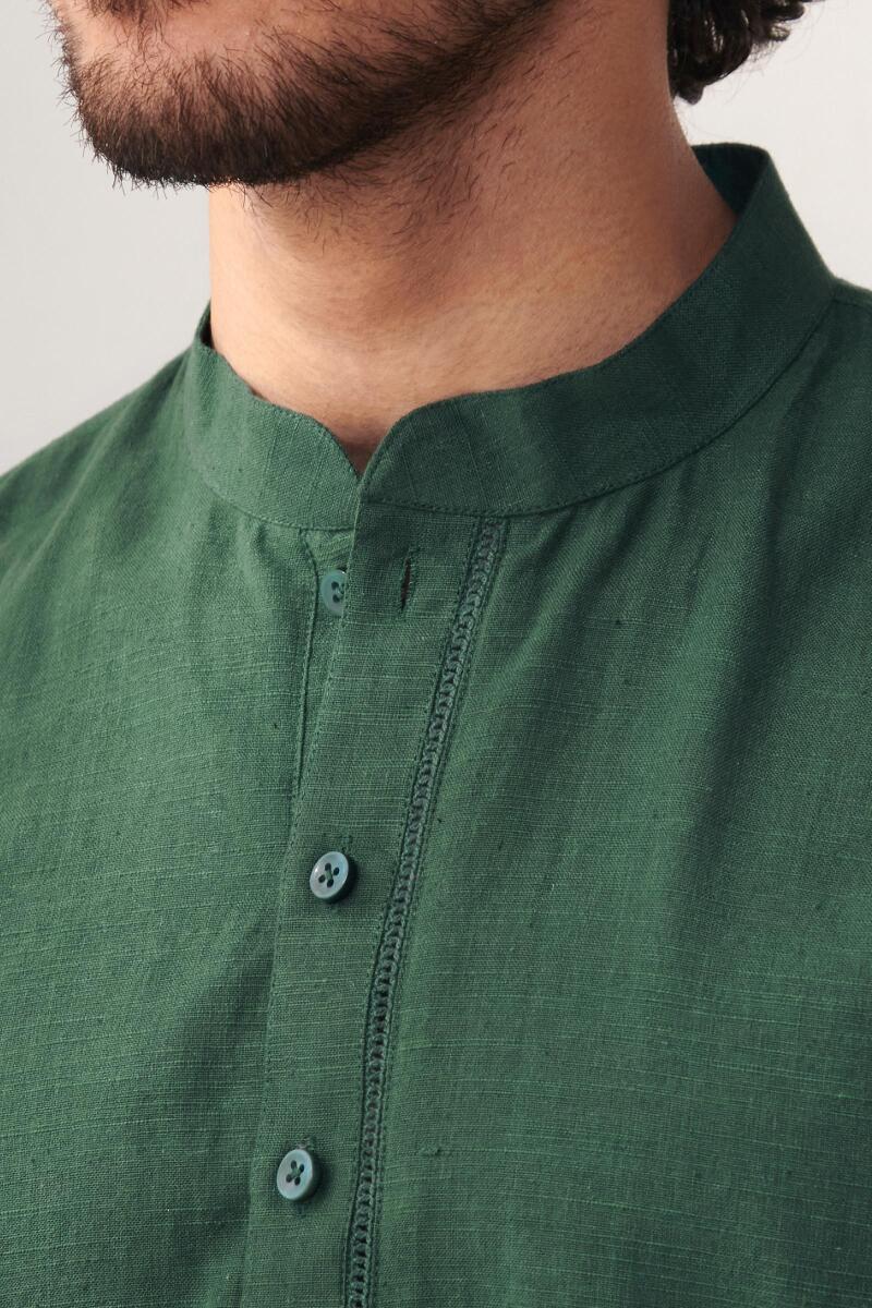 Zaid Forest Green Handloom Kurta