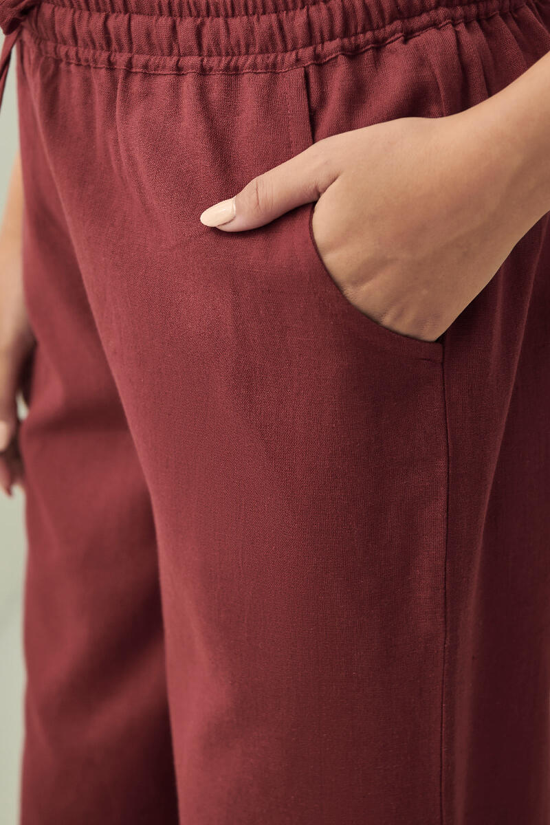 Roza Maroon Flax Cotton Farsi