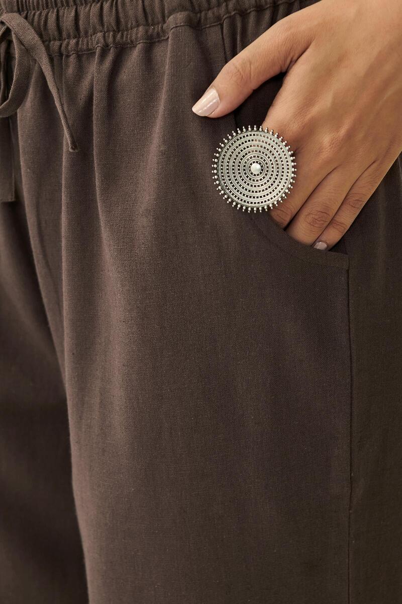 Roza Brown Flax Cotton Farsi