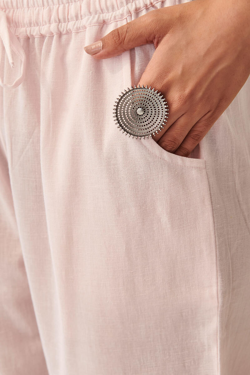 Roza Light Pink Flax Cotton Pants
