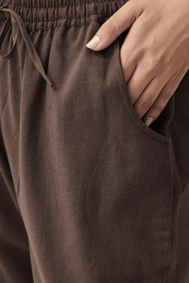 Roza Brown Flax Cotton Pants