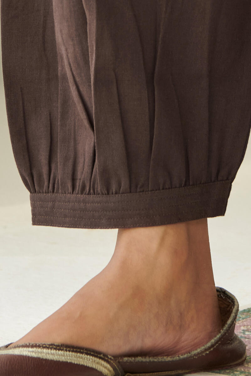 Roza Brown Flax Cotton Izhaar Pants
