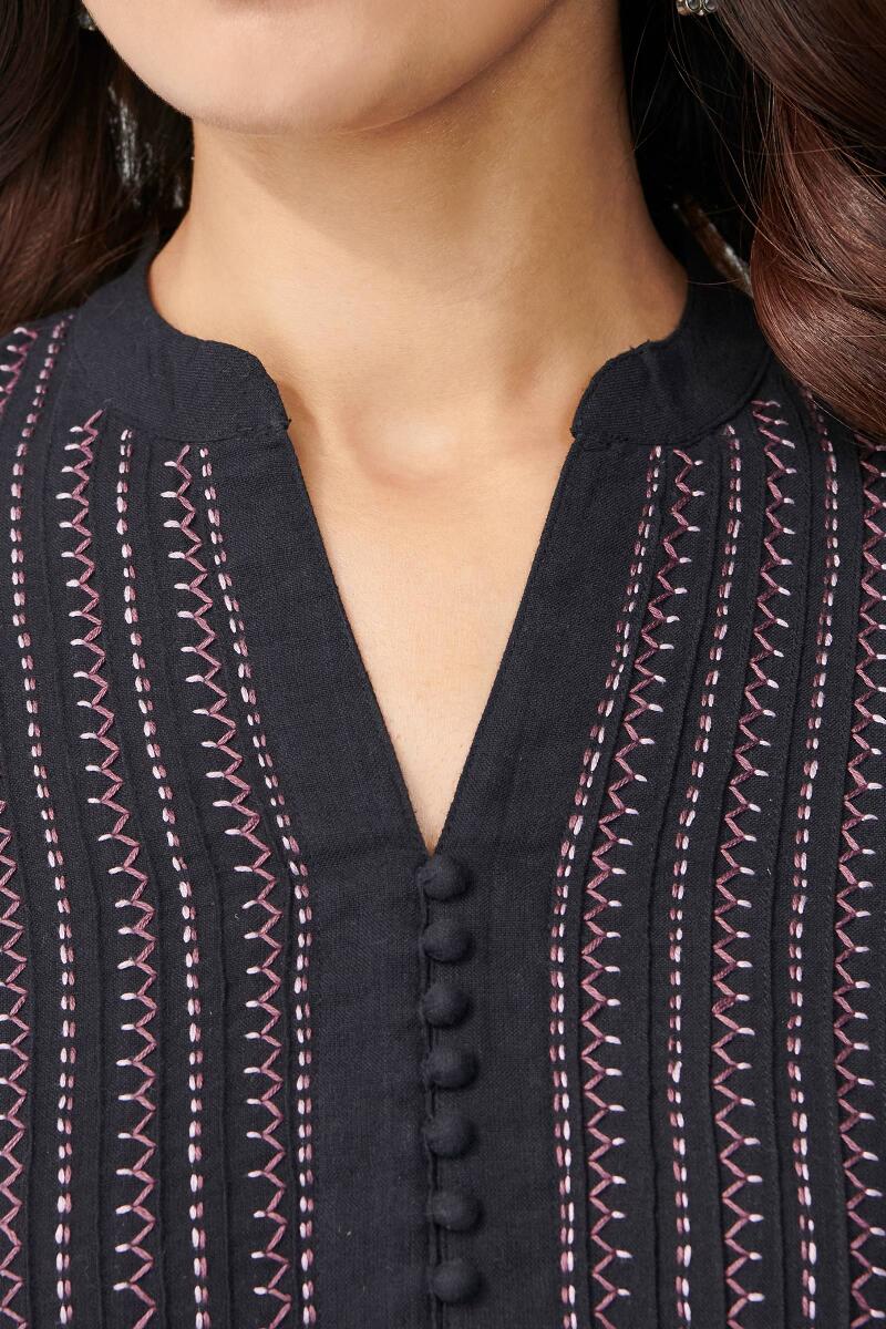 Kashida Black Handloom Top