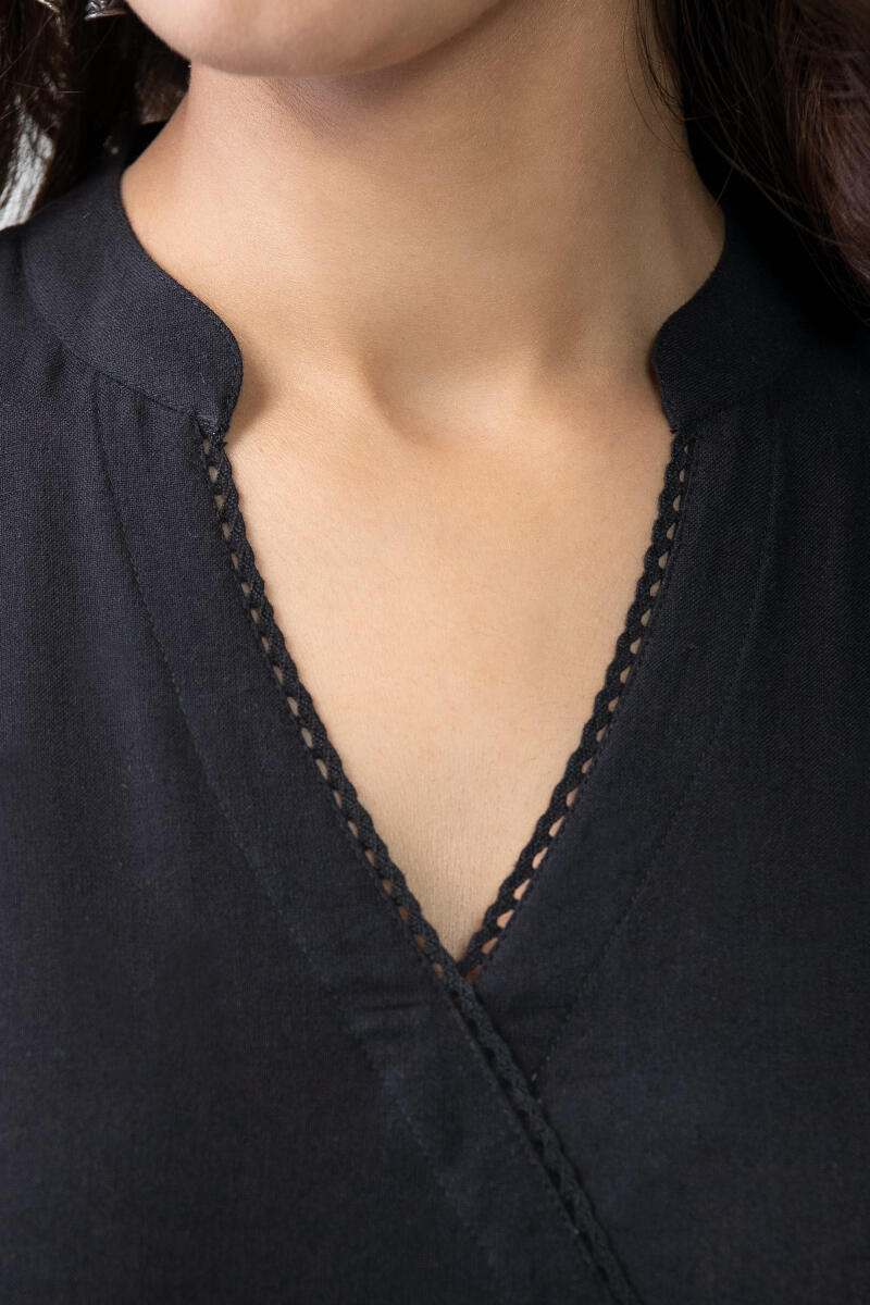 Roza Black Handloom Dress