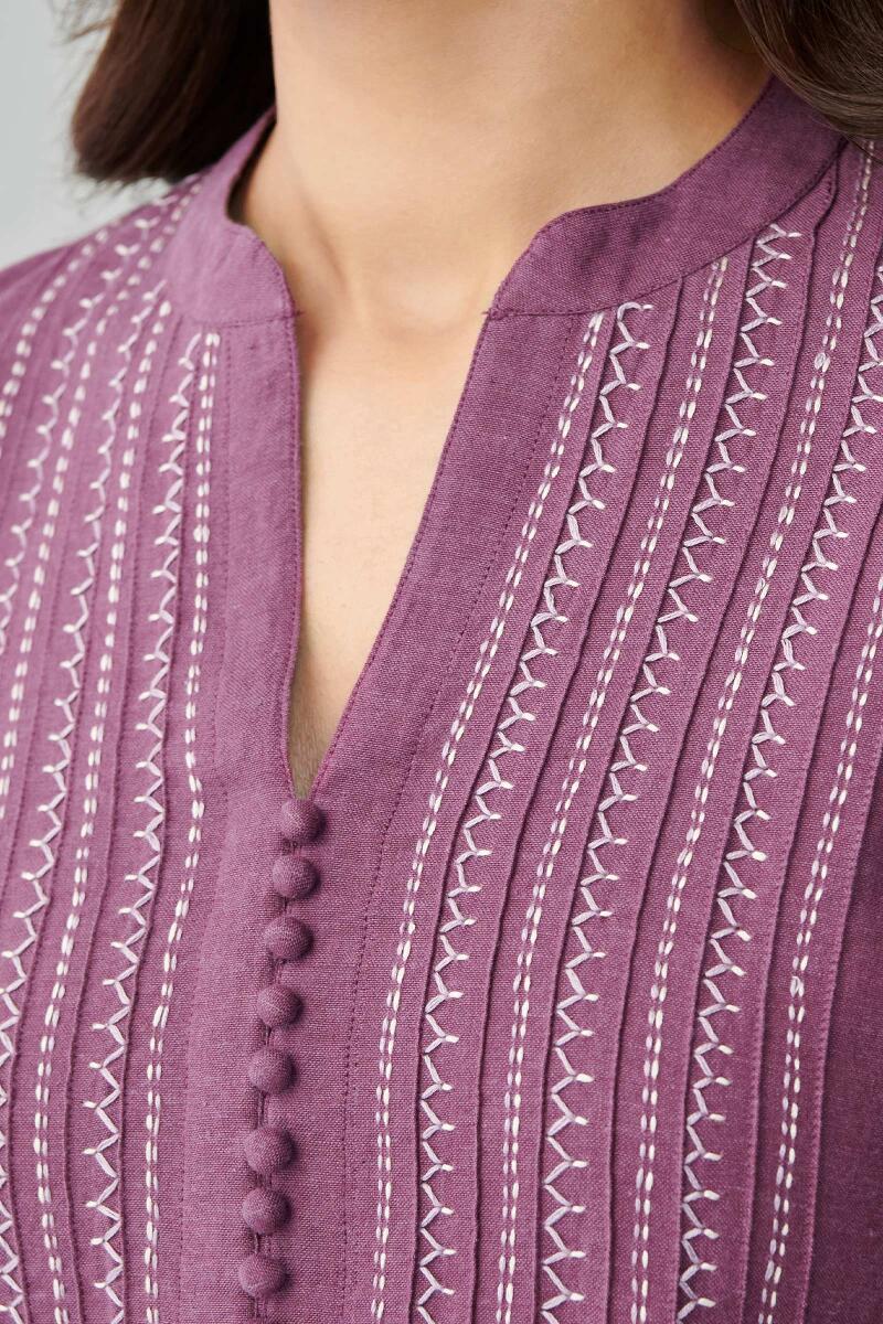 Kashida Purple Handloom Top