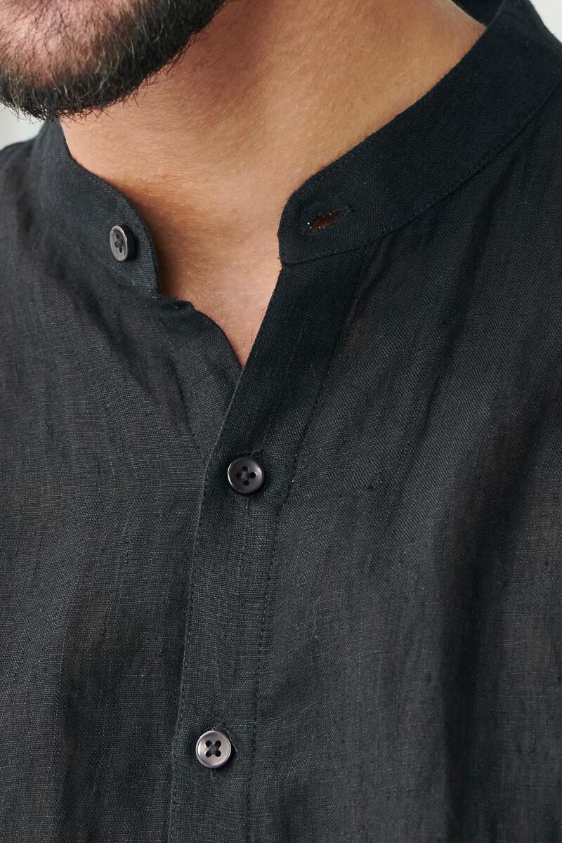 Zaid Black Linen Shirt