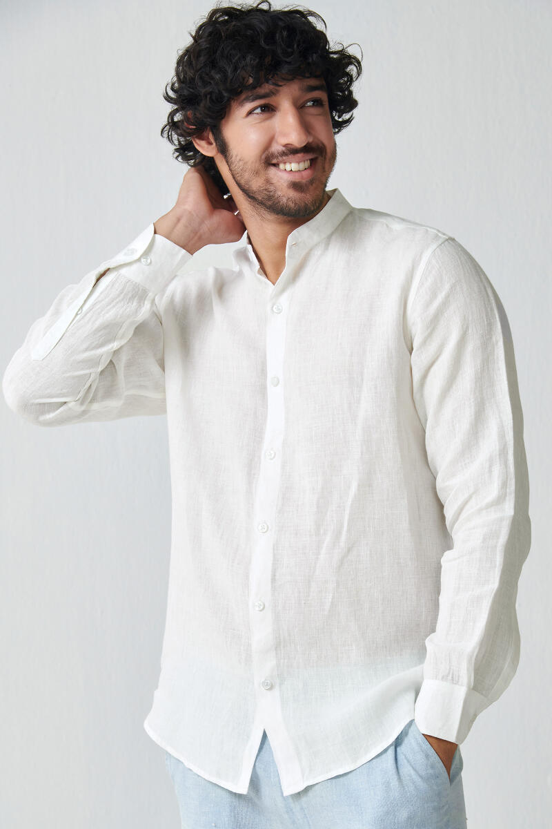 Zaid White Linen Shirt