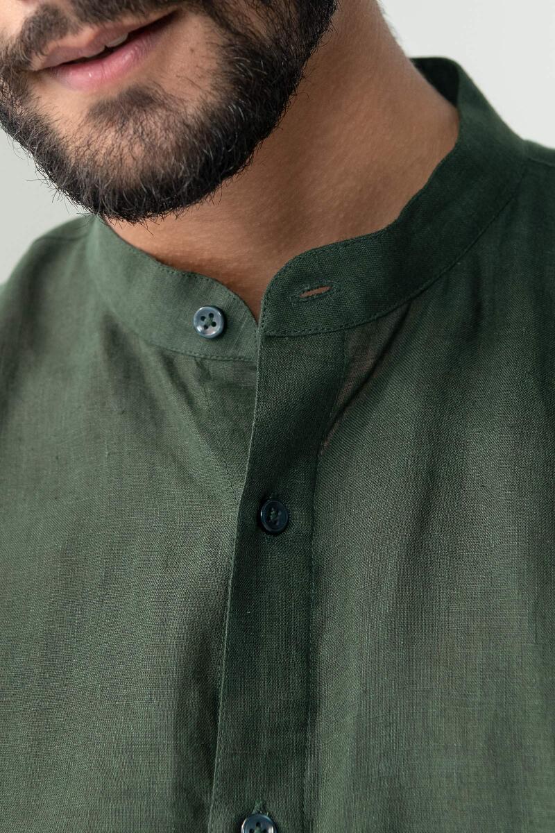 Zaid Dark Green Linen Shirt