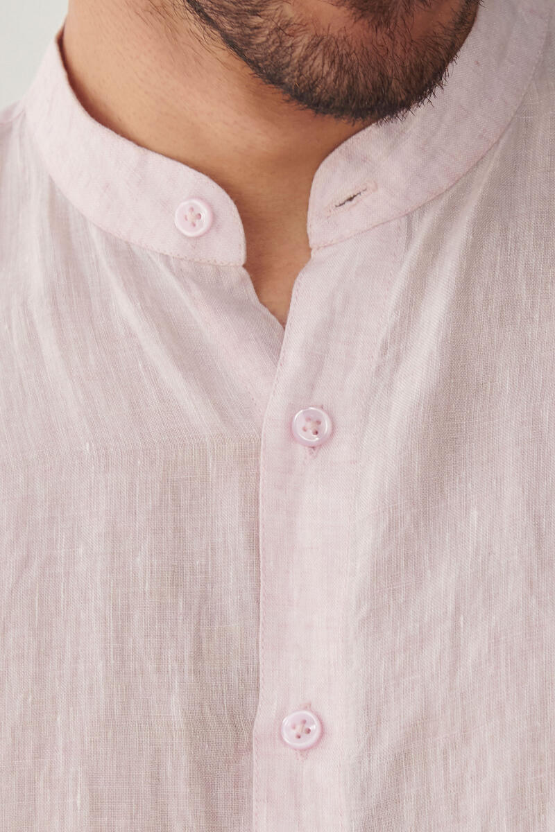 Zaid Pink Linen Shirt