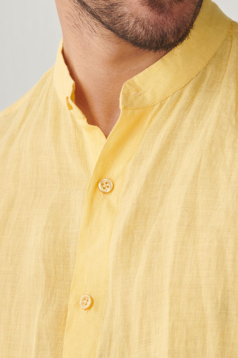 Zaid Yellow Linen Shirt