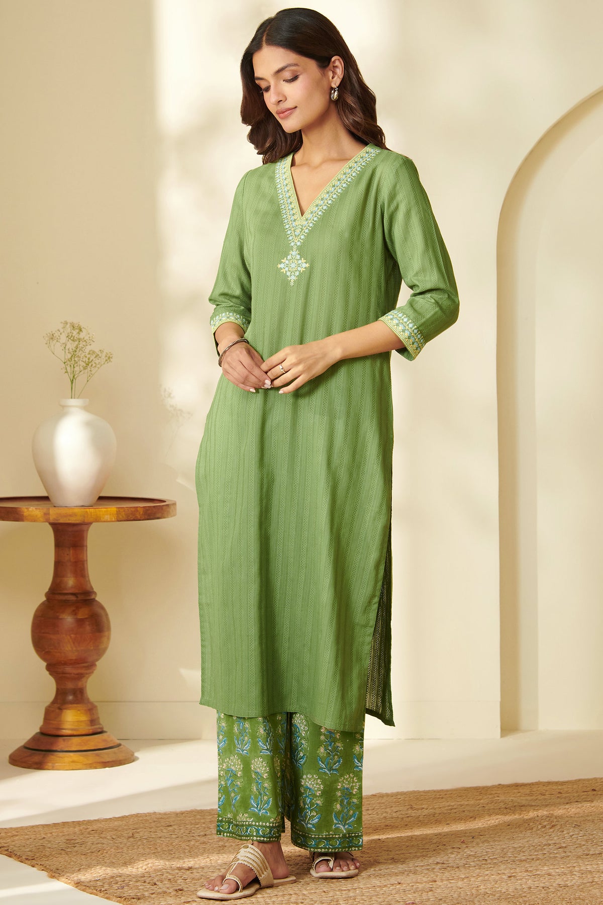 Mehraab Riya Jade Lime Kurta