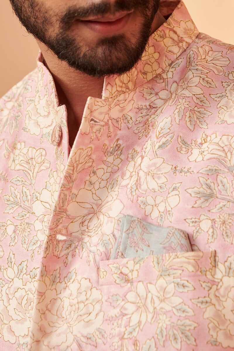 Shirin Sameer Sanganeri Chanderi Nehru Jacket