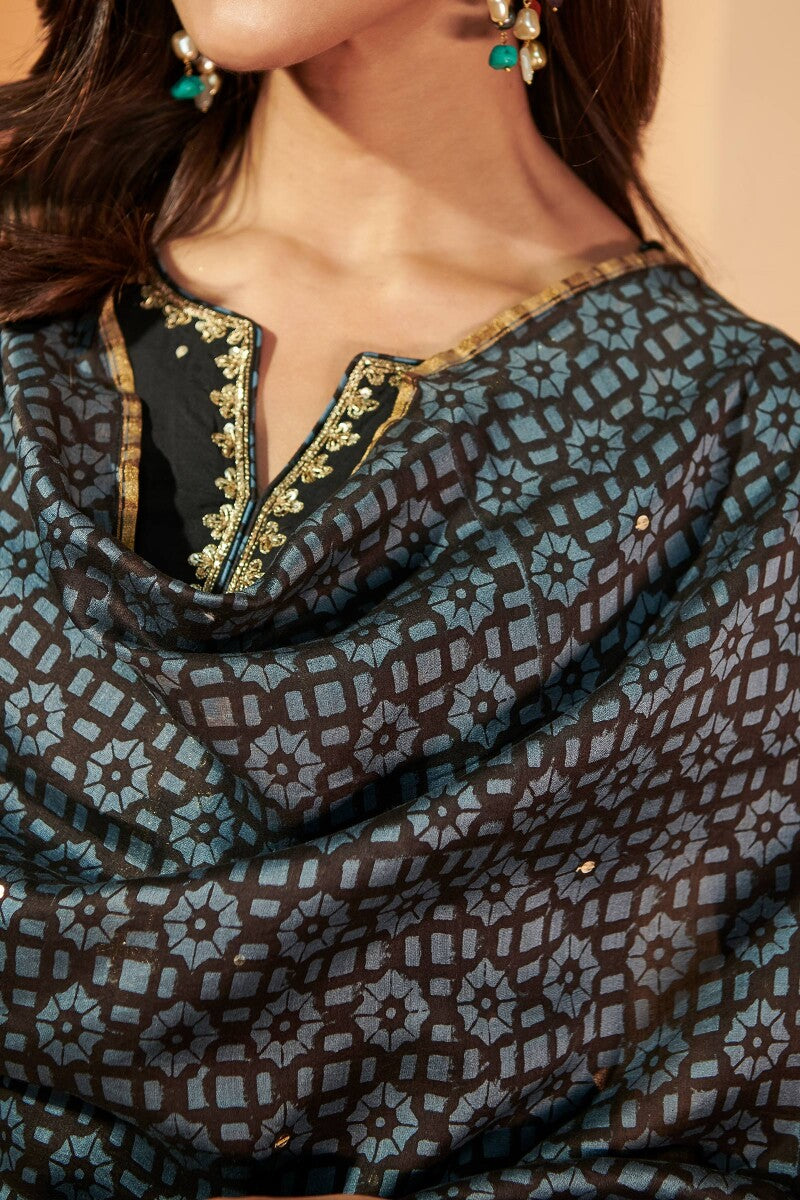 Shirin Zaira Ajrak Chanderi Dupatta
