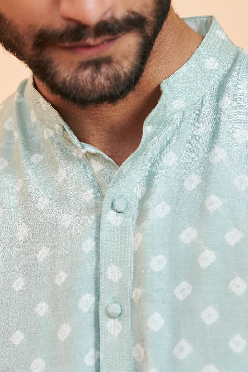 Shirin Zuhaid Sky Blue Bandhej Kurta