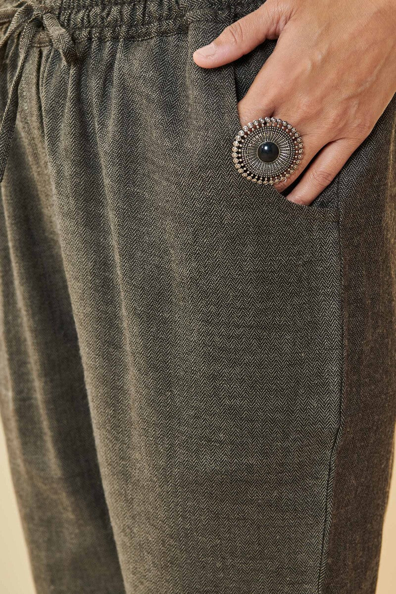 Naadirah Ruhani Brown Faux Wool Narrow Pants