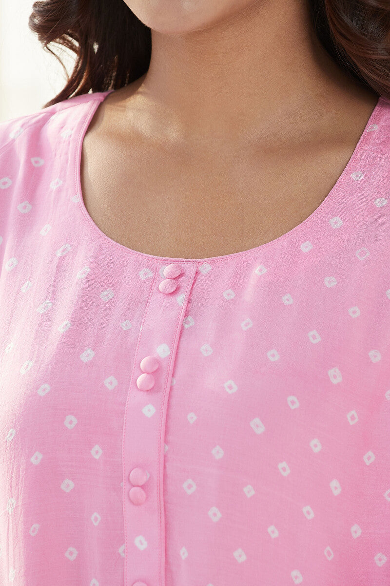 Gauhar Afroza Pink Bandhej Kurta