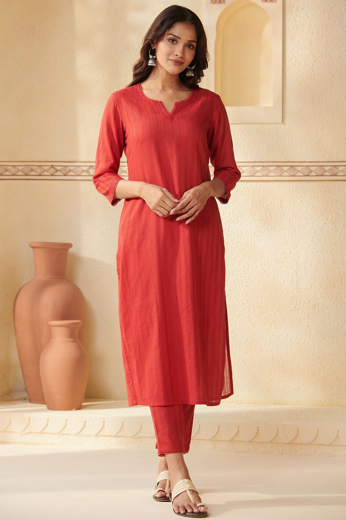 Roza Tara Brick Red Kurta