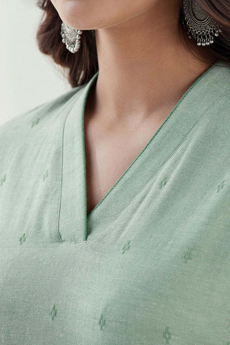 Naadirah Layla Green Handloom Kurta