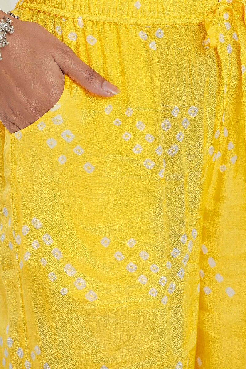 Gauhar Afroza Yellow Bandhej Farsi