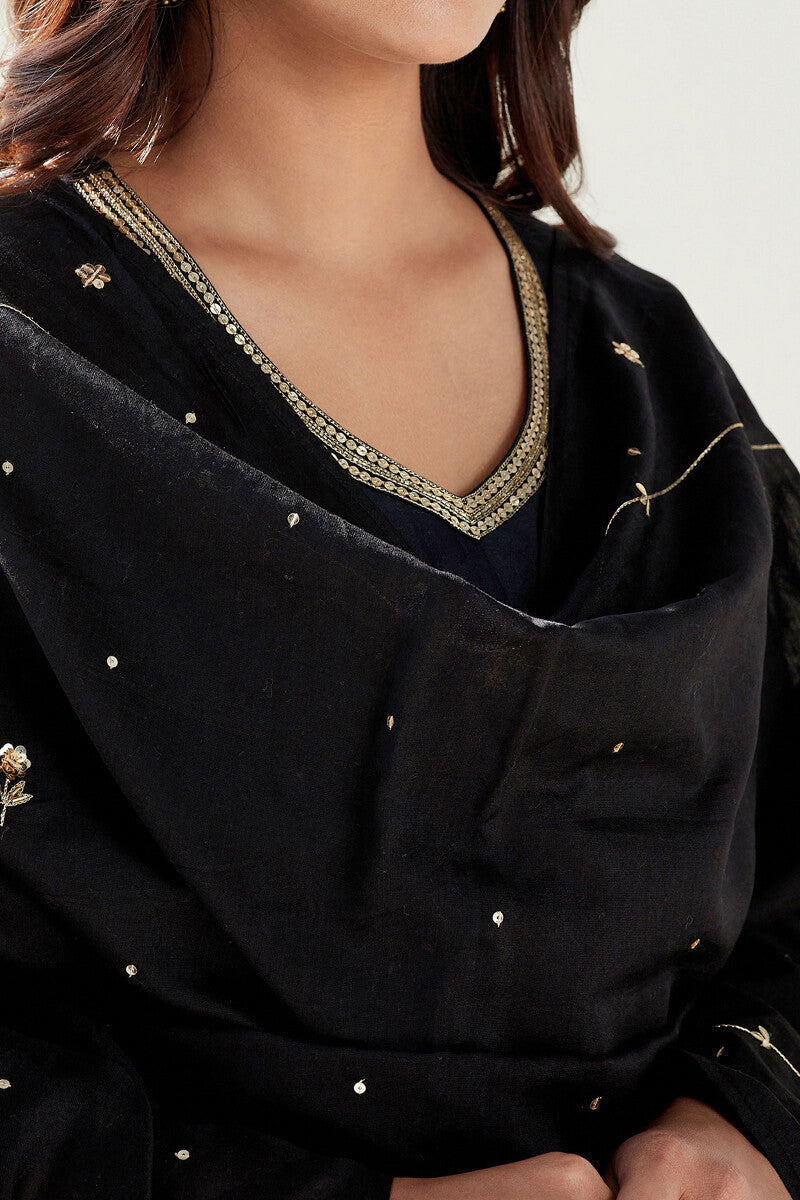 Gauhar Maira Black Cotton Silk Dupatta
