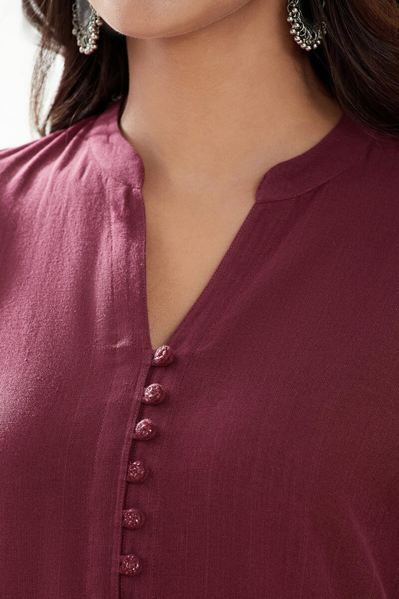 Roza Nysa Maroon Handloom Kurta