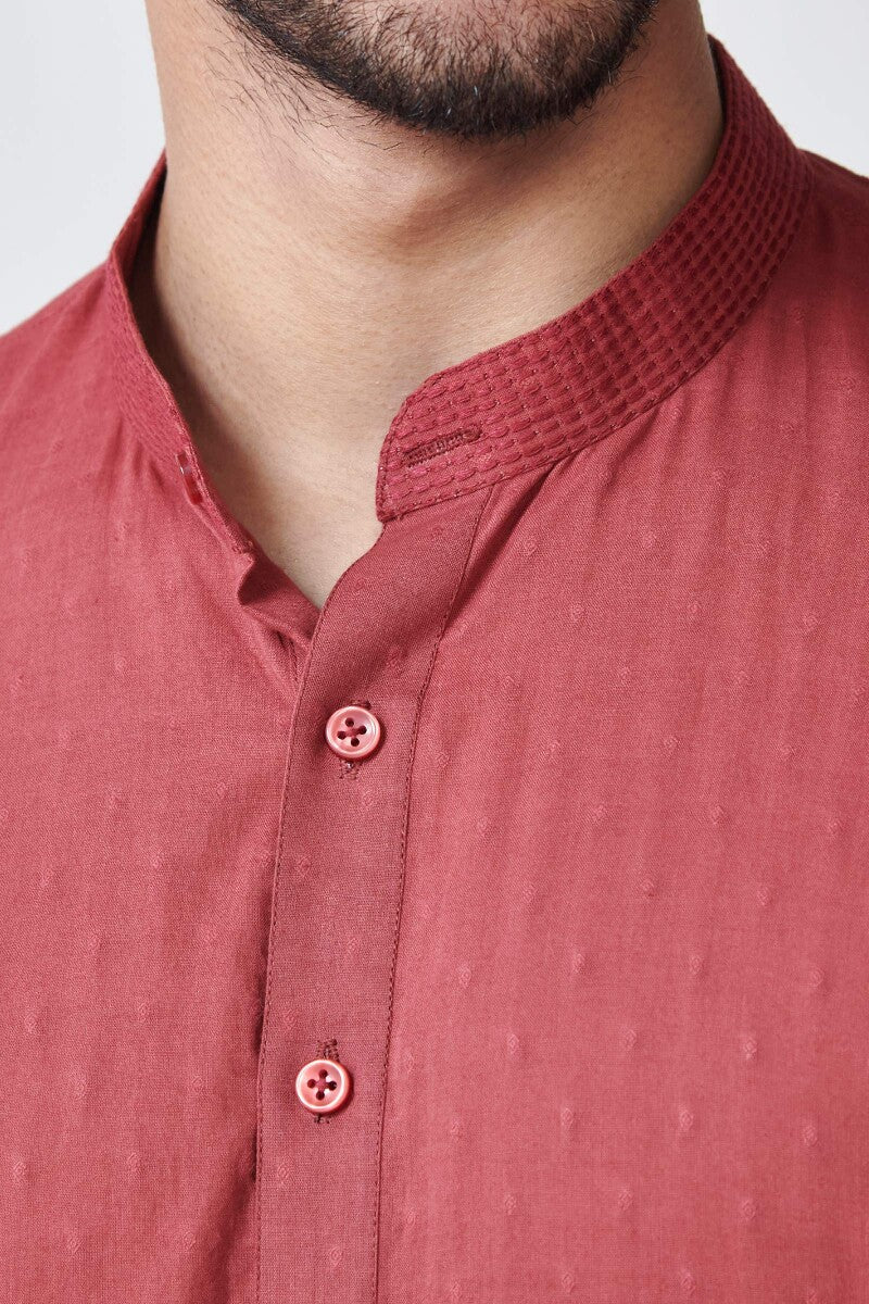 Zaid Vivaan Red Ram Buta Kurta