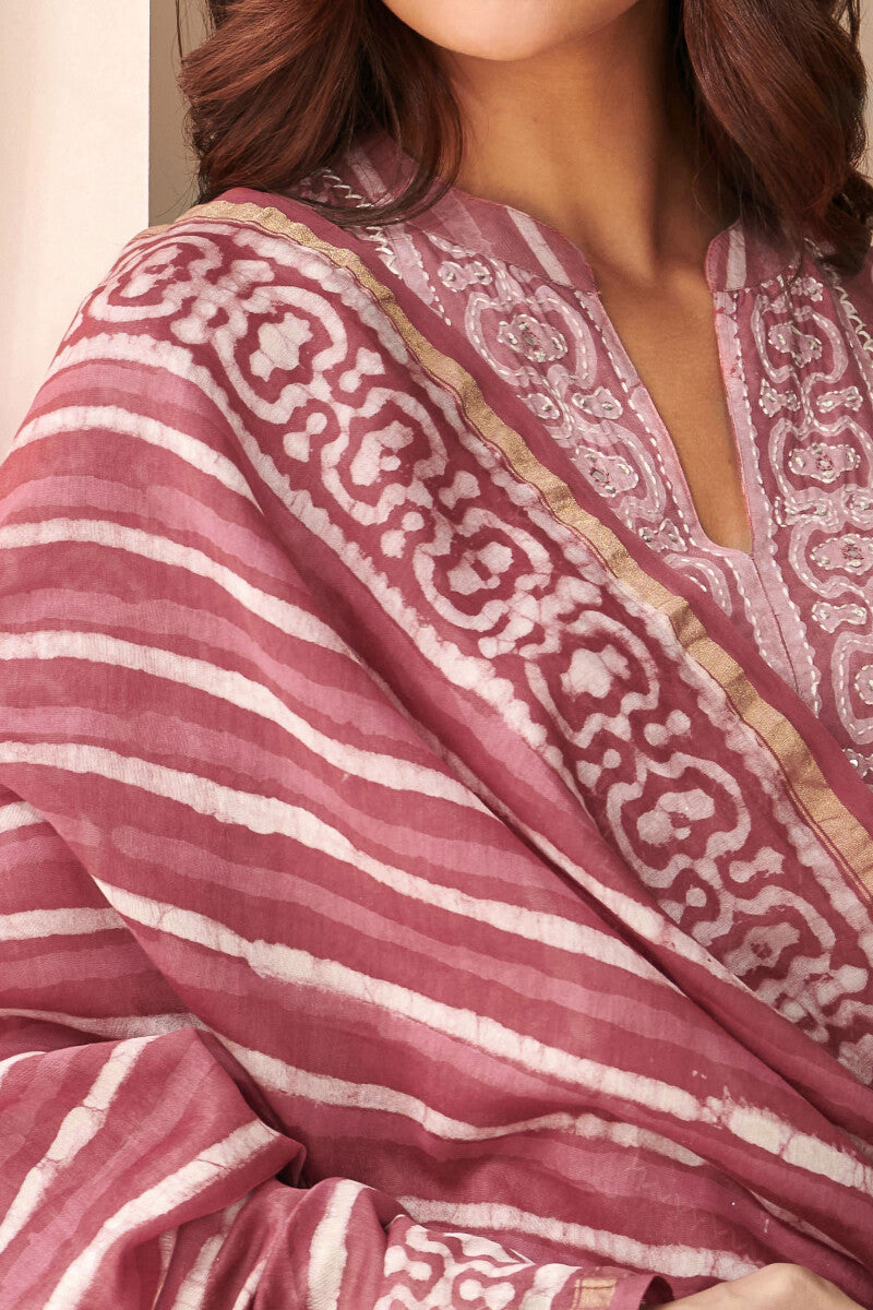 Sehra Zarah Pink Dabu Chanderi Dupatta