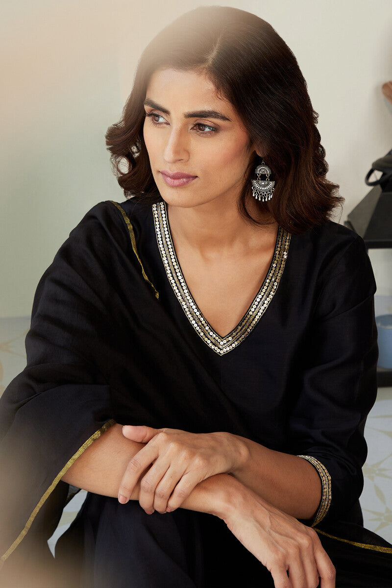 Gauhar Maira Black Chanderi Kurta