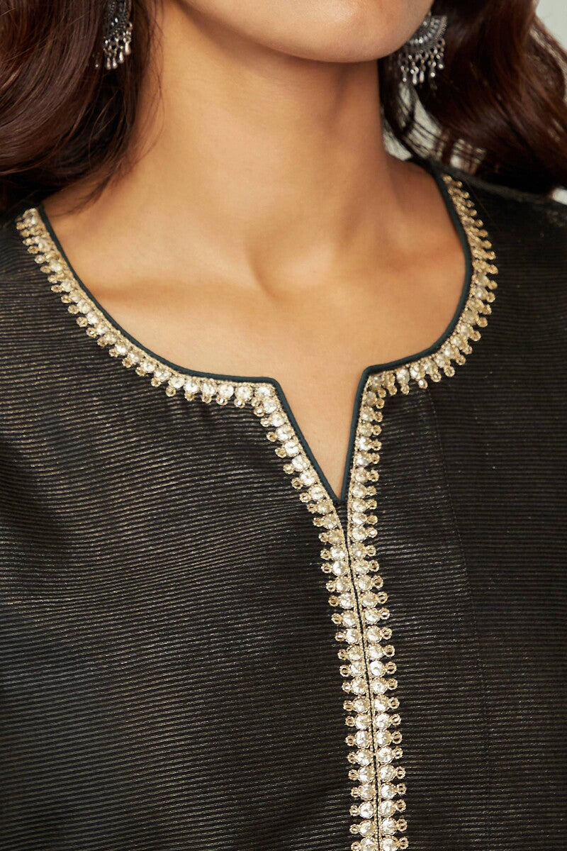 Mehrunissa Zeinab Black Chanderi Kurta