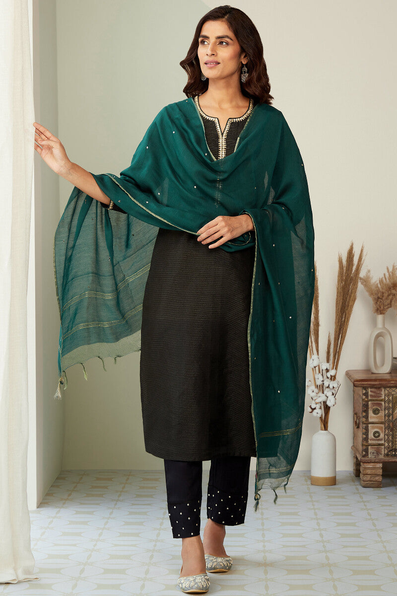 Mehrunissa Zeinab Black Chanderi Kurta