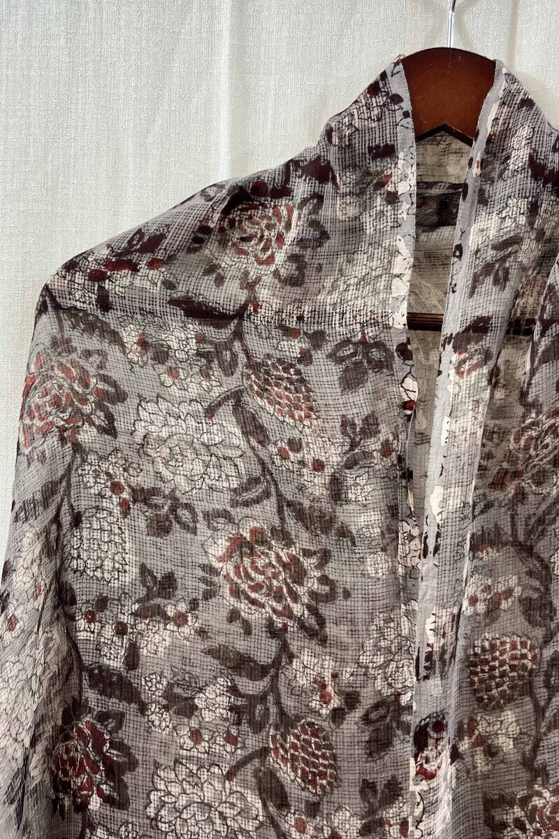 Grey Bagru Dupatta