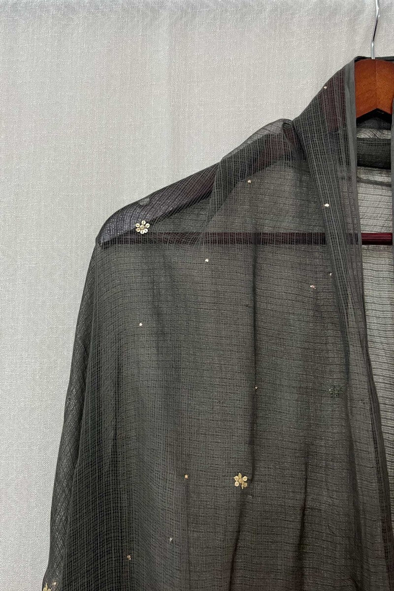 Brown Embroidered Dupatta